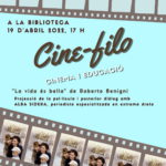 privat:-aquesta-tarda-cine-filo-a-la-biblioteca-amb-la-projeccio-de-la-pellicula-“la-vida-es-bella”,-de-roberto-benigni,-i-posterior-dialeg-amb-la-periodista-alba-sidera