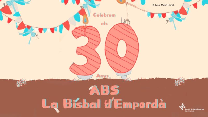 Cartell de celebració del 30è aniversari de l'ABS de la Bisbal d'Empordà