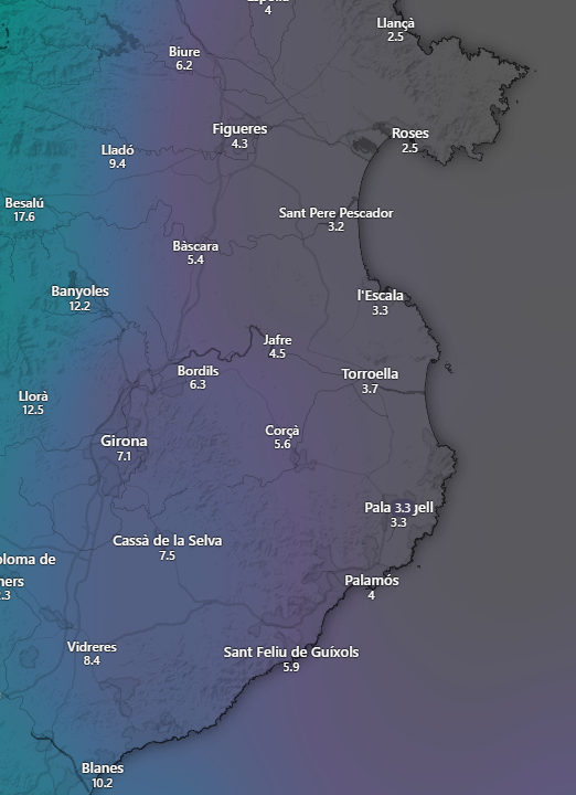 Acumulació de pluja prevista pel model ECMWF-IFS de l'1 al 8 de setembre.