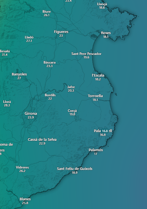 Acumulació de pluja prevista pel model GFS de l'1 al 8 de setembre.