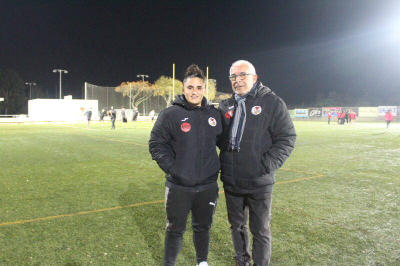 Ricard Pla, president, i Martina Cáceres, coordinadora dels equips de futbol femení